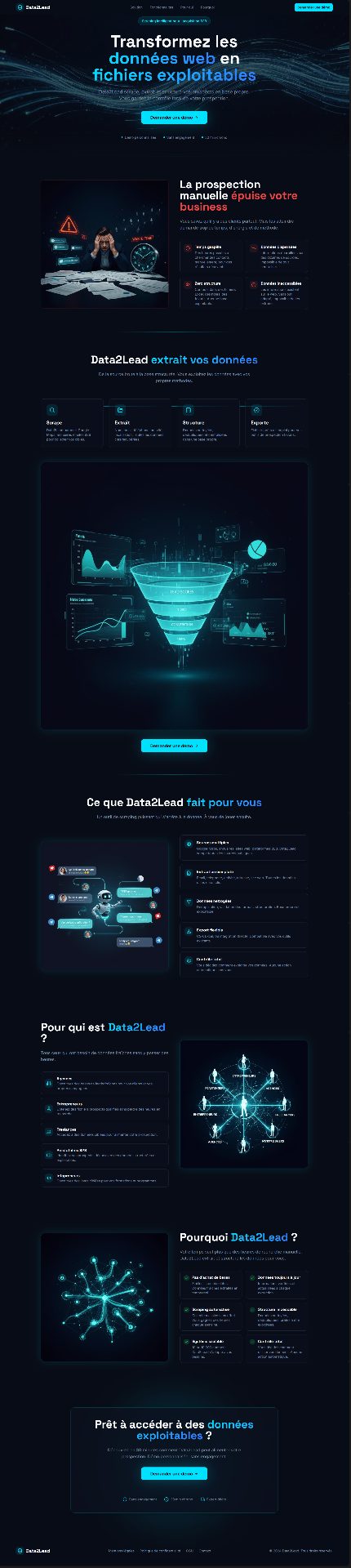 Data2Lead — Landing page SaaS de prospection data