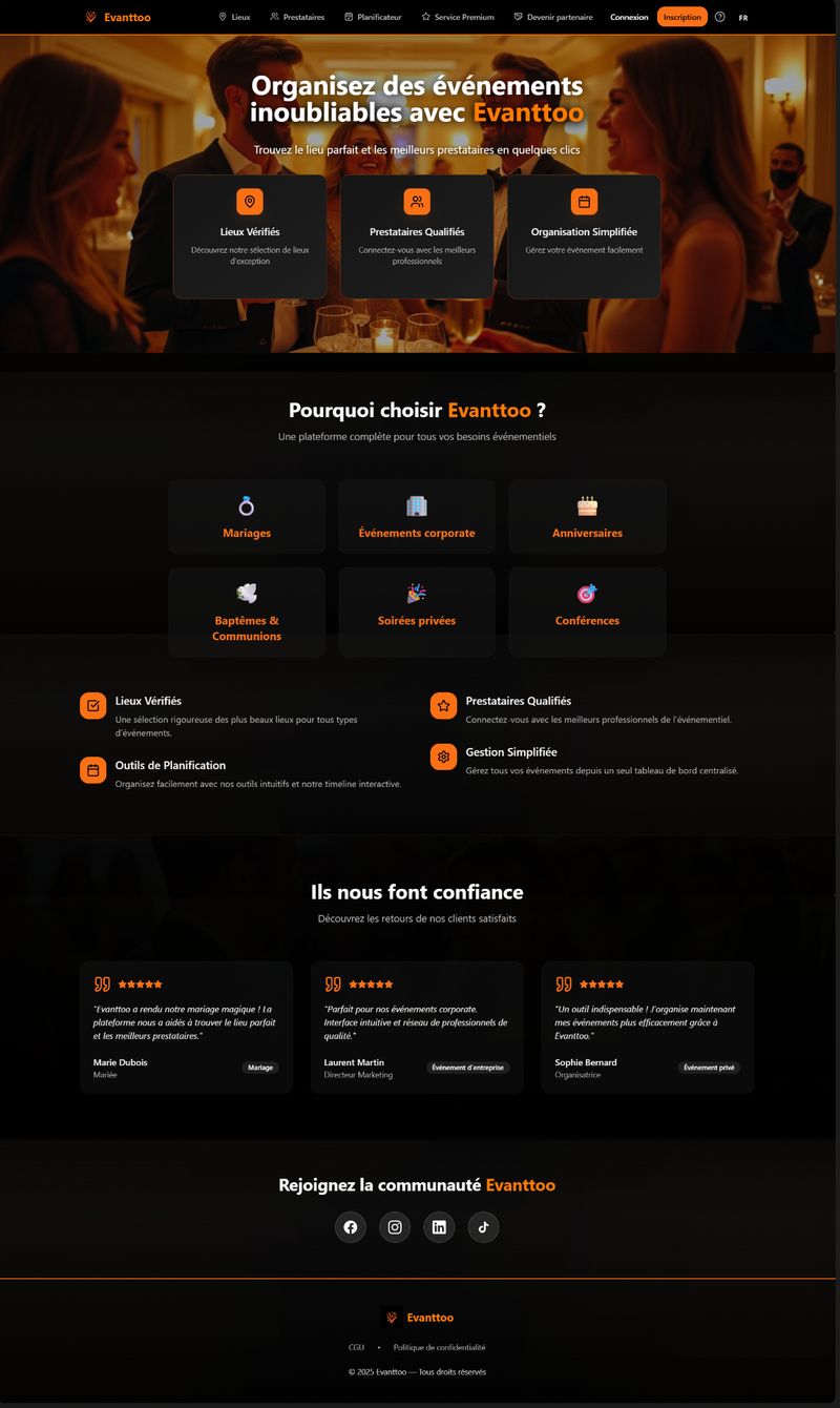 Evanttoo — Plateforme événementielle premium